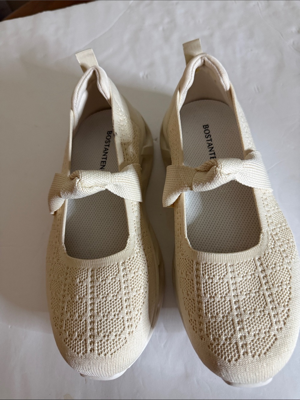 Bostanter Knit Mary Jane Dress Shoes in Cream